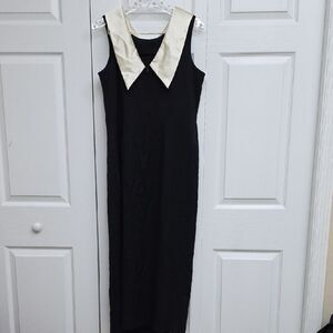 Vintage Kaitlyn Elegant Black and Cream Maxi Dress